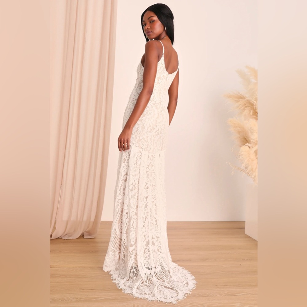 Flynn White Lace Maxi Dress | XS, NWT | Wedding, Bridal, Boho, Floral, Mermaid - Picture 3 of 15
